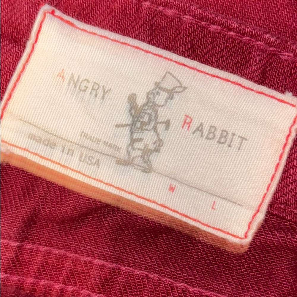🌹 Angry Rabbit Deep Red Denim size 27 - Picture 3 of 5